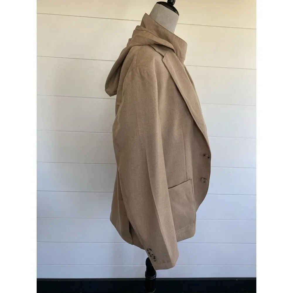 GIASONE Austin Hood Detachable Casual Blazer Jacket Camel Sport Coat Sz 44 R NEW - Picture 5 of 11